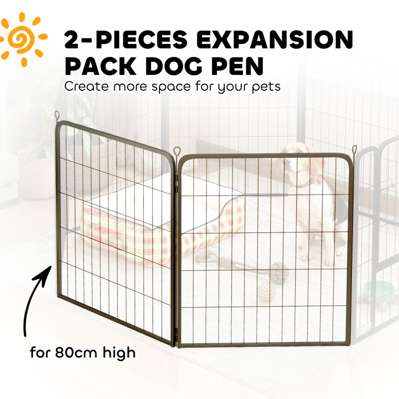 PawHut Dog Pen, 2 Panel Puppy Pen, Portable, Detachable, For Medium Dogs, 60cm Tall, Black
