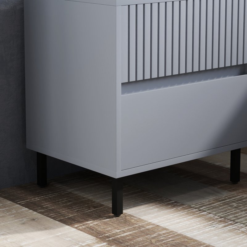 HOMCOM Bedside Table, Side Table with 2 Drawers, Bedside Cabinet with Storage and Steel Legs for Bedroom, Living Room, Grey