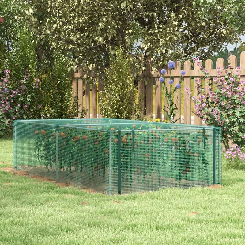 Outsunny 8' x 4' Crop Cage, Plant Protection Tent with Galvanised Steel Frame and Zipped Door, Fruit Cage Netting Cover for Garden and Outdoors Green