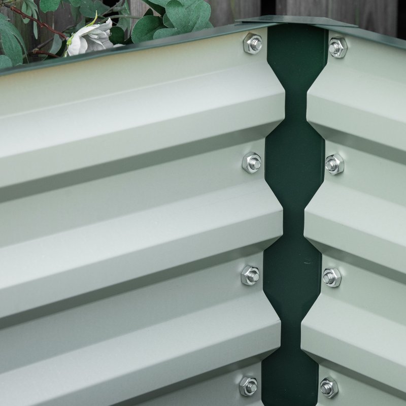 Outsunny Set of 2 Raised Garden Bed, Outdoor Planter Box with Galvanised Steel Frame for Growing Vegetables, Flowers and Herbs, 60 x 60 x 30.5 cm, Green