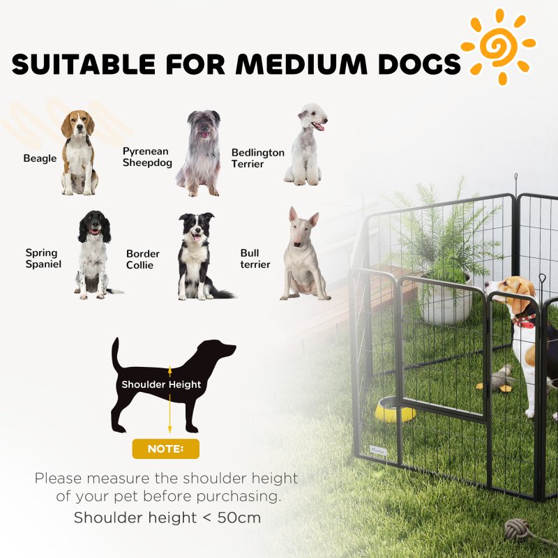 PawHut Dog Pen 6 Panels Puppy Pen Heavy Duty Pet Playpen for Indoor Outdoor for Dogs, Rabbits, Ducks 80cm High