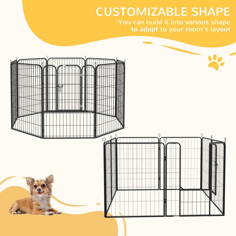 PawHut Dog Pen 8 Panels Puppy Pen Heavy Duty Pet Playpen for Indoor Outdoor for Dogs, Rabbits, Ducks 100cm High