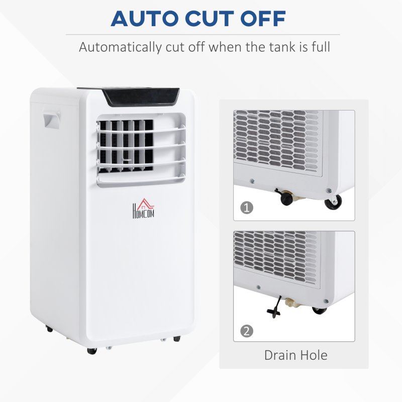 HOMCOM 10000 BTU Air Conditioning Unit, 3-in-1 Portable Air Conditioner, Dehumidifier, Cooling Fan with Remote Control, LED Display, 2 Speeds, 24H Timer, Window Venting Kit, 30m²