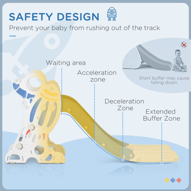 AIYAPLAY Kids Slide Freestanding Toddler Slide Space Theme for Indoor Outdoor Ages 1.5-3 Years - Blue