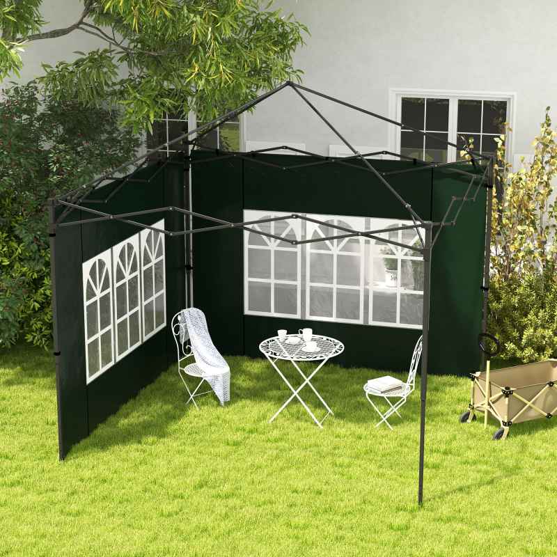 Outsunny Gazebo Side Panels with Window for 3x3(m) or 3x6m Gazebo Canopy, 2 Pack Sides Replacement, Green