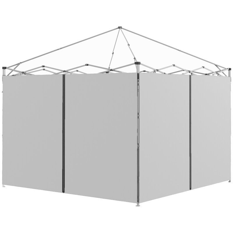 Outsunny Gazebo Side Panels with Zipped Doors, for 3x3 m or 3x6 m Pop Up Gazebo, 2 Pack Sides Replacement, Light Grey