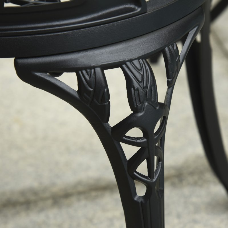 Outsunny 3 Piece Patio Bistro Set, Outdoor Aluminium Garden Table and Chairs with Umbrella Hole for Balcony, Black