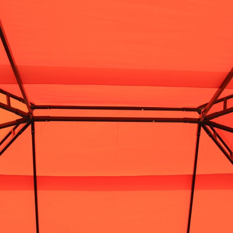 Outsunny 4 x 3 m Aluminum Garden Gazebo, Double Roof Outdoor Gazebo Canopy Shelter with Netting & Curtains for Garden, Lawn, Backyard and Deck, Orange