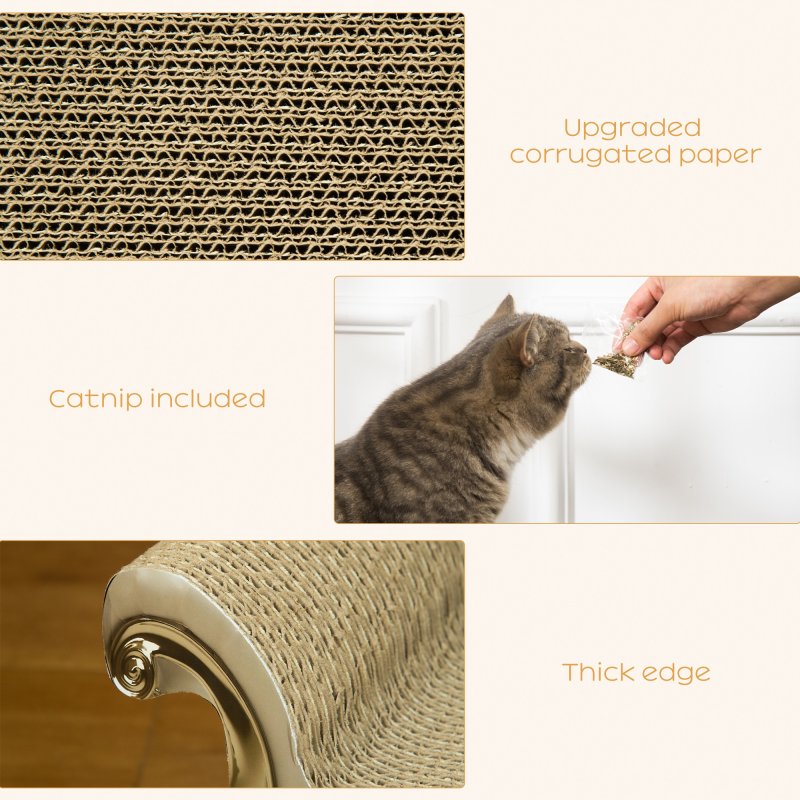 PawHut Cat Scratching Board, Cat Scratching Pad for Indoor Cats, Cat Scratcher with Catnip, 60 x 29.5 x 29cm - Brown