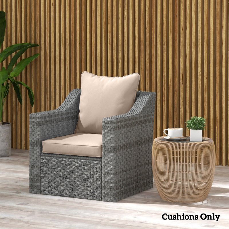 Outsunny Garden Chair Cushion Set with 1 Seat Cushion and 1 Back Pad for Dining Chair, Bench, Swing, Sofa, Water Repellent Outdoor Seat Pads for Indoor Outdoor Use, Beige