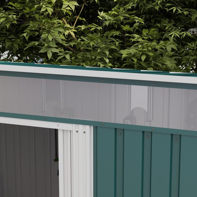 Outsunny 6.5 x 4FT Galvanised Metal Garden Shed with Foundation Kit, Lockable Tool Storage House with Double Sliding Doors and 2 Vents, Green