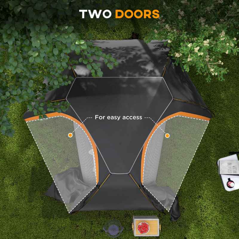 Outsunny 1-2 Man Camping Tent, Dome Tent with Removable Rainfly and Aluminium Frame, 2000mm Waterproof, Portable with Bag, for Fishing Hiking Festival, Dark Grey