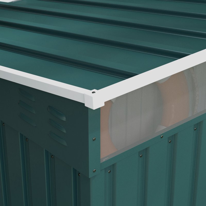 Outsunny 6.5 x 4FT Galvanised Metal Garden Shed with Foundation Kit, Lockable Tool Storage House with Double Sliding Doors and 2 Vents, Green