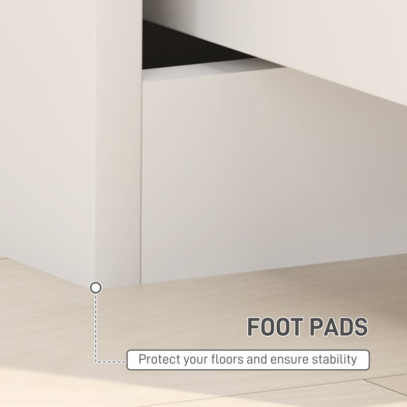 HOMCOM Bedside Table, Bedside Cabinet with 2 Drawers, Modern Side Table with Storage for Bedroom, Living Room, High Gloss White
