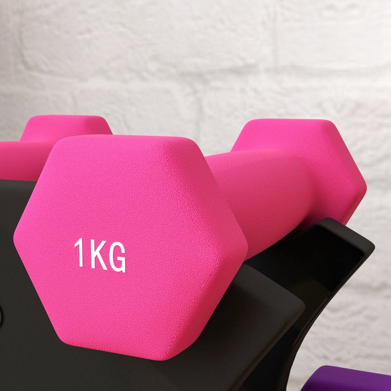 SPORTNOW Hex Dumbbells Set with Dumbbell Rack, Hand Weights for Home Gym Strength Training, 2 x 1kg, 2 x 2kg, 2 x 3kg
