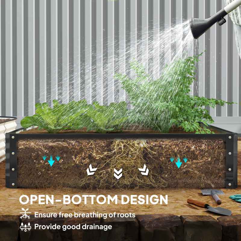 Outsunny 432L Square Raised Garden Bed Box with Weatherized Steel Frame for Vegetables, Flowers and Herbs, 120 x 120 x 30cm, Grey