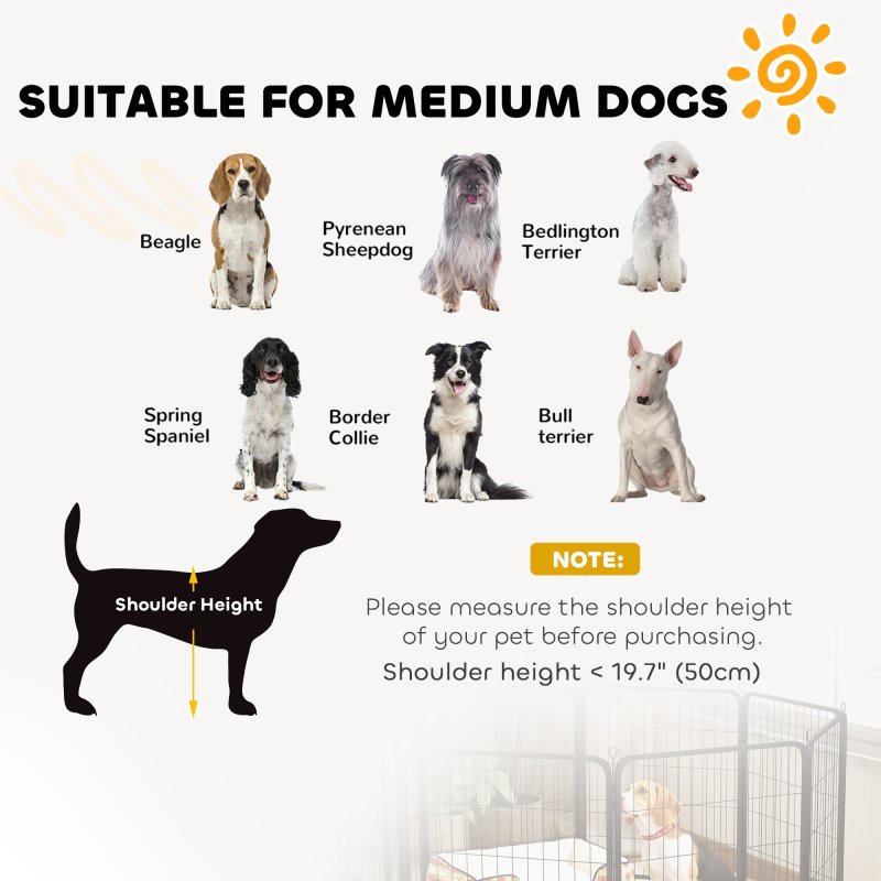 PawHut Dog Pen, 2 Panel Puppy Pen, Portable, Detachable, For Medium Dogs, 60cm Tall, Black