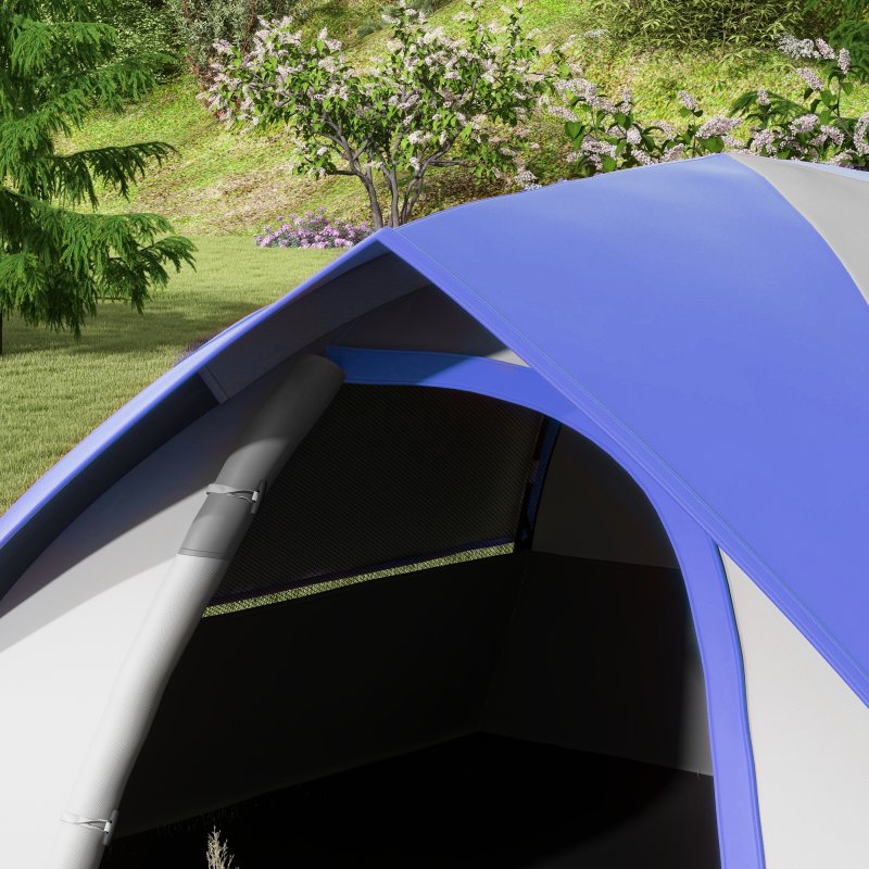 Outsunny Camping Tent, 2 Man Dome Tent, 3000mm Waterproof, with Sewn-in Groundsheet, Carry Bag and Top Hook, for Fishing Hiking Festival, Grey and Dark Blue