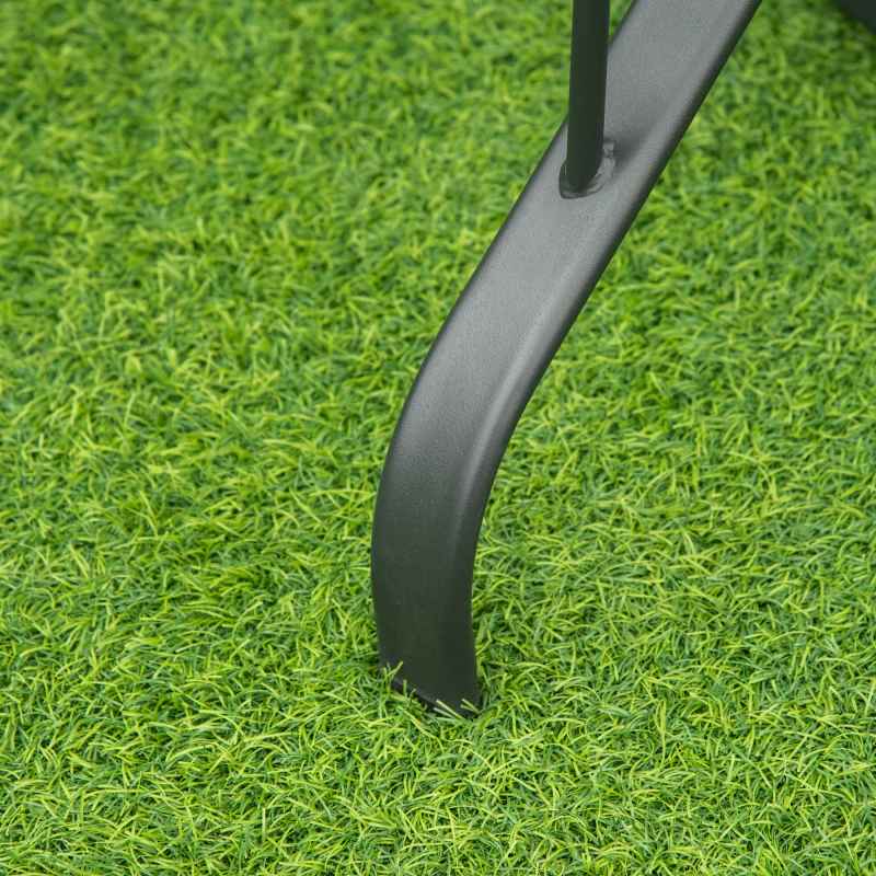 Outsunny 106.5cm Square Garden Table with Tempered Glass Top, Outdoor Patio Dining Table with Parasol Hole, Steel Frame for Garden, Lawn, Patio, Black