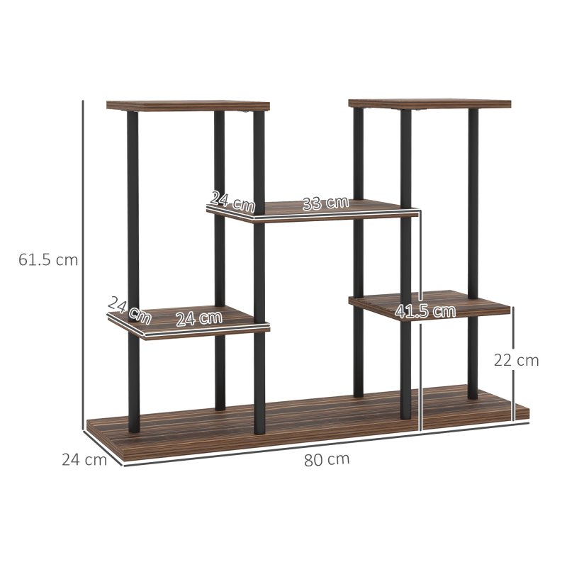 Outsunny 4 Tiered Plant Stand, Metal Planter Shelf Display Rack for Multiple Plants, Flower Pot Holder for Living Room, Patio, Balcony, Garden, Carbonised Finish
