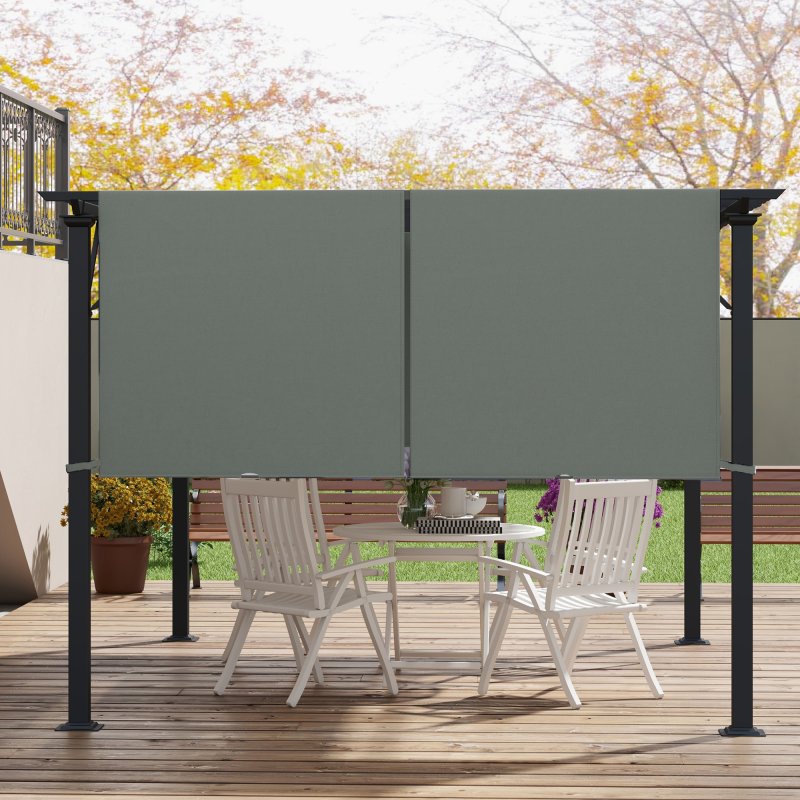 Outsunny 2 PCS Pergola Canopy Replacement, 4.9 x 1.2m UV Protection Pergola Cover, Easy to Install, for 3 x 3(m) Pergola, Dark Grey
