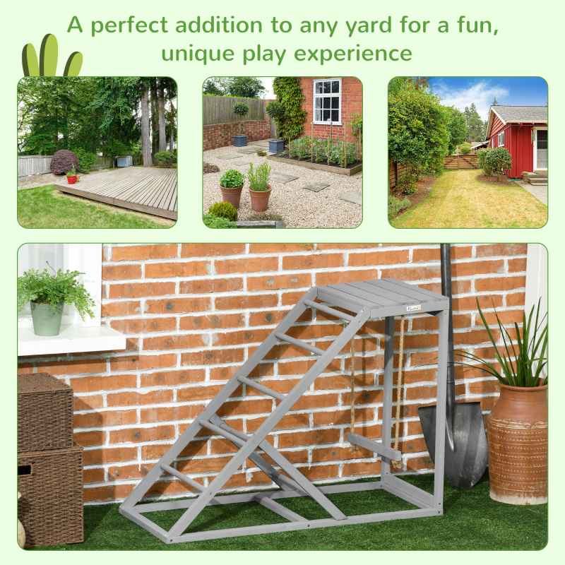 PawHut Chicken Activity Play Set with Swing, Chicken Coop Toy with Ladder, Platform for 2 Chickens, Hens, Grey