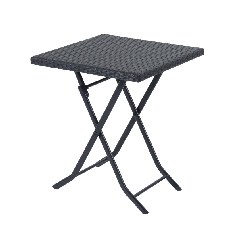Outsunny 3 Pieces Folding Rattan Bistro Set, Garden Furniture Bistro Set with Folding Garden Table and Chairs, Wicker Balcony Furniture for Outdoor, Patio, Porch, Black