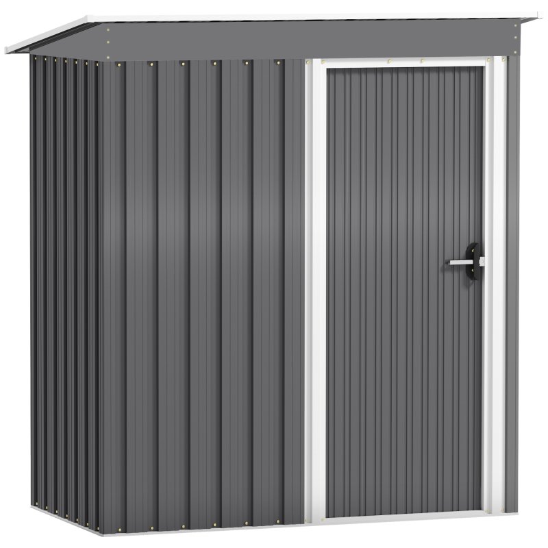 Outsunny 5 x 3ft Garden Storage Shed with Sliding Door and Sloped Roof, Lean to Outdoor Equipment Tool Shed for Garden, Light Grey