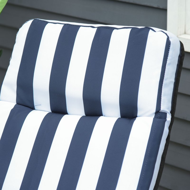 Outsunny Reclining Garden Chair Set of 2, 5-Level Adjustable Zero Gravity Chairs with Cushions, Folding Sun Lounger Garden Recliner Chairs with Armrests for Outdoor, Patio, Blue Stripe