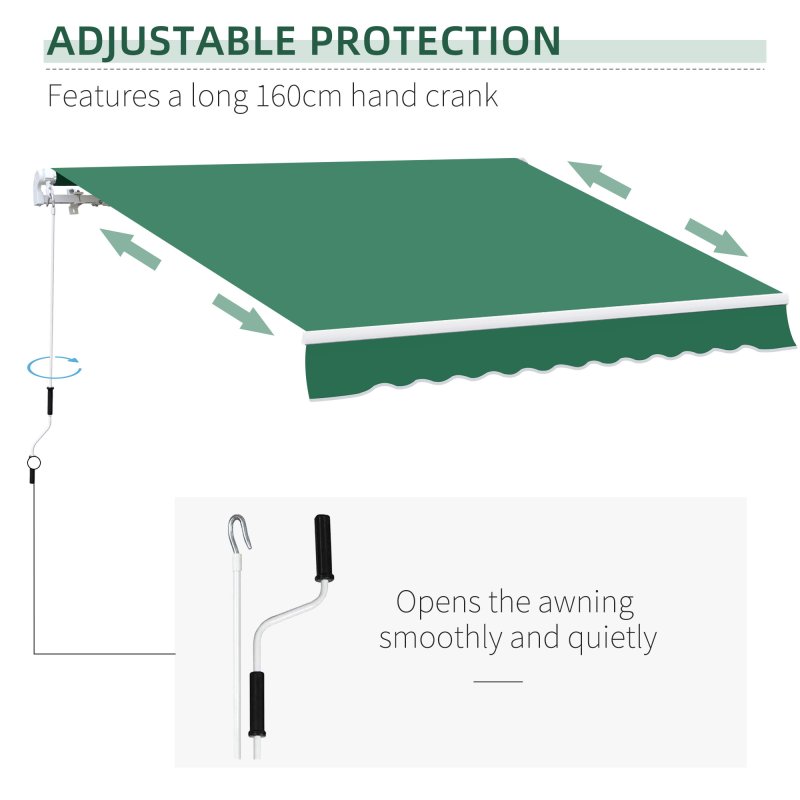 Outsunny 4 x 3(m) Garden Patio Manual Awning Canopy Aluminium Sun Shade Shelter Retractable for Backyard