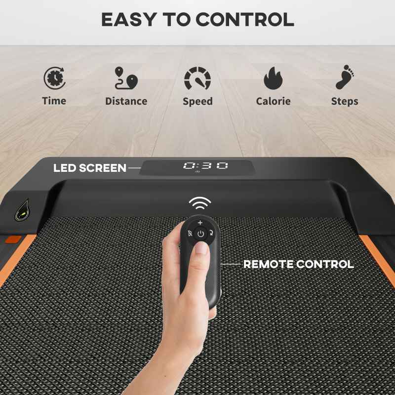 SPORTNOW 2.5HP Folding Treadmill Walking Pad, 1-6km/h Under Desk Treadmill, with Remote Control, LED Display and Phone Holder for Home Gym Office, No Assembly, Orange