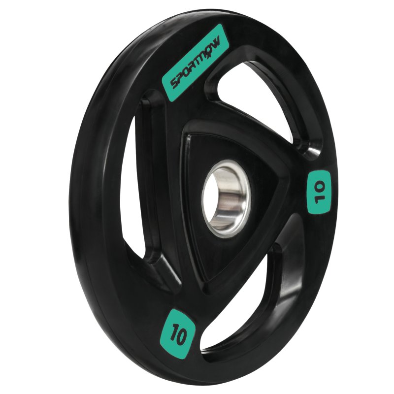 SPORTNOW 2 x 10kg Olympic Weight Plates, Tri-Grip Rubber Coated Barbell Weights Set w/ 2" 5cm Holes, for Home, Gym, Lifting and Strength Training