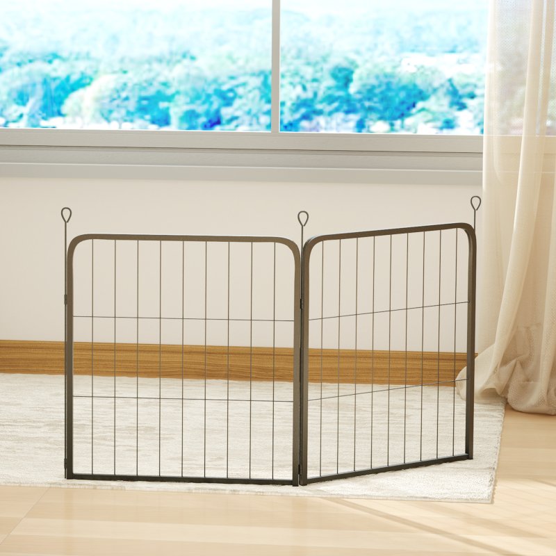 PawHut Dog Pen, 2 Panel Puppy Pen, Portable, Detachable, For Small Dogs, 60cm Tall, Black