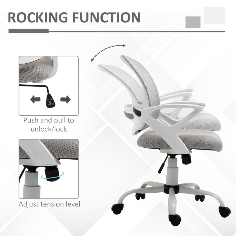 Vinsetto Office Chair, Ergonomic Computer Desk Chair, Swivel Work Task Mesh Chair with Lumbar Back Support, Adjustable Height, for Home Office Study, Grey