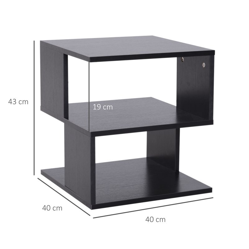HOMCOM Side Table Square Coffee Table Modern End Table with 2 Tier Storage Shelves for Living Room, Bedroom