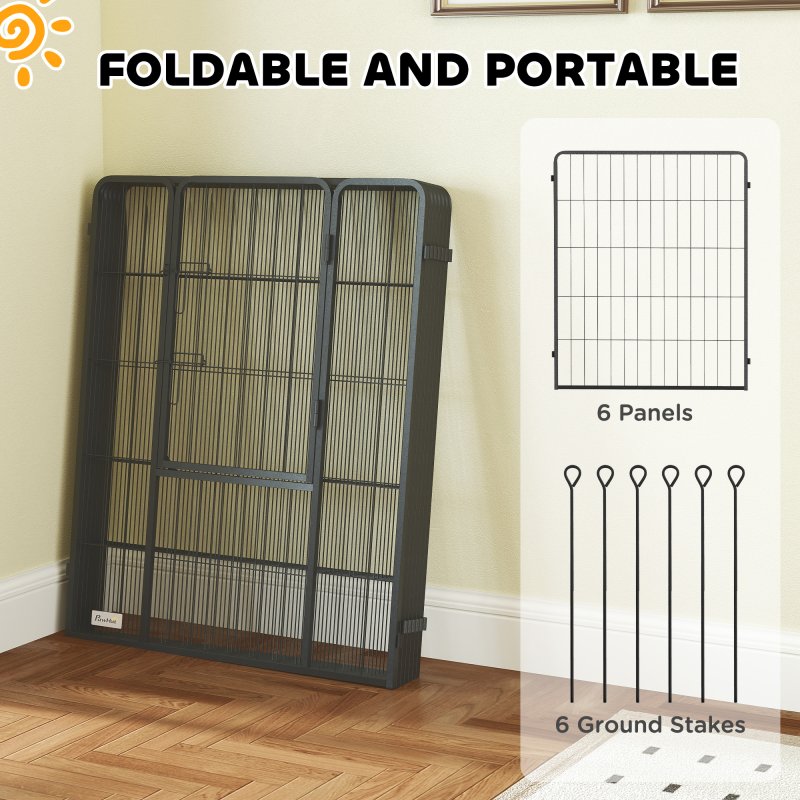 PawHut Dog Pen 6 Panels Puppy Pen Heavy Duty Pet Playpen for Indoor Outdoor for Dogs, Rabbits, Ducks 100cm High
