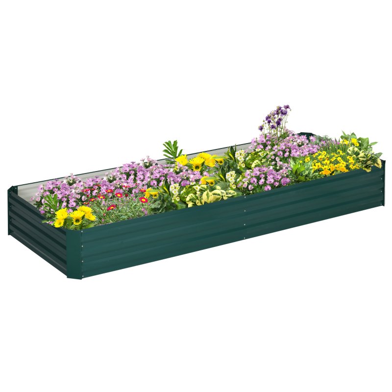 Outsunny 120 x 80cm/241L x 90.5cm Galvanised Raised Garden Bed, Metal Elevated Planter Box with Open Bottom, Outdoor Flower Pot for Growing Flowers, Herbs, Green