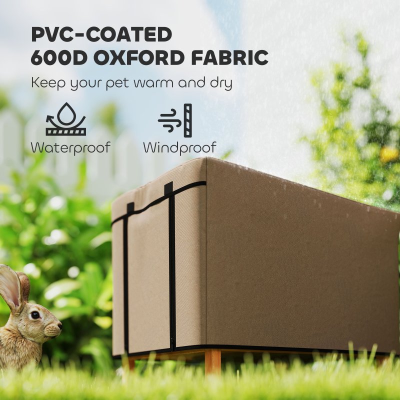 PawHut Rabbit Hutch Cover, Guinea Pig Hutch Cover, for Model X-D2-0047 & Similar Models, 43 x 52 x 37cm, Brown