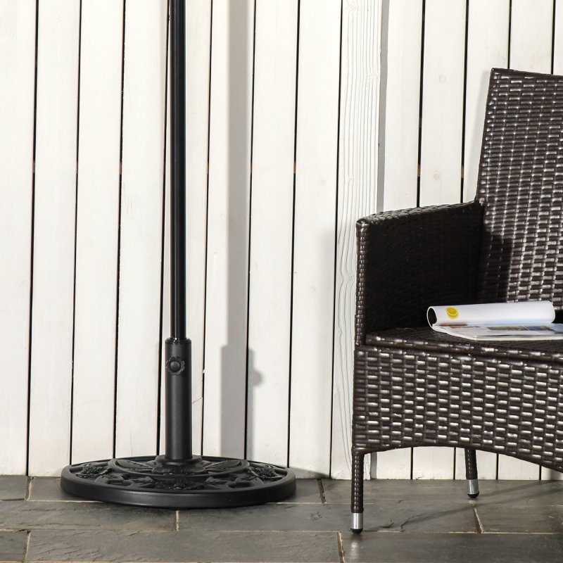 Outsunny 9kg Cement Concrete Half Round Parasol Base Umbrella Stand Garden Outdoor Accessories - Adjustable Coupler Suitable Umbrella Rod: 3.5cm, 3.8cm, 4.8cm