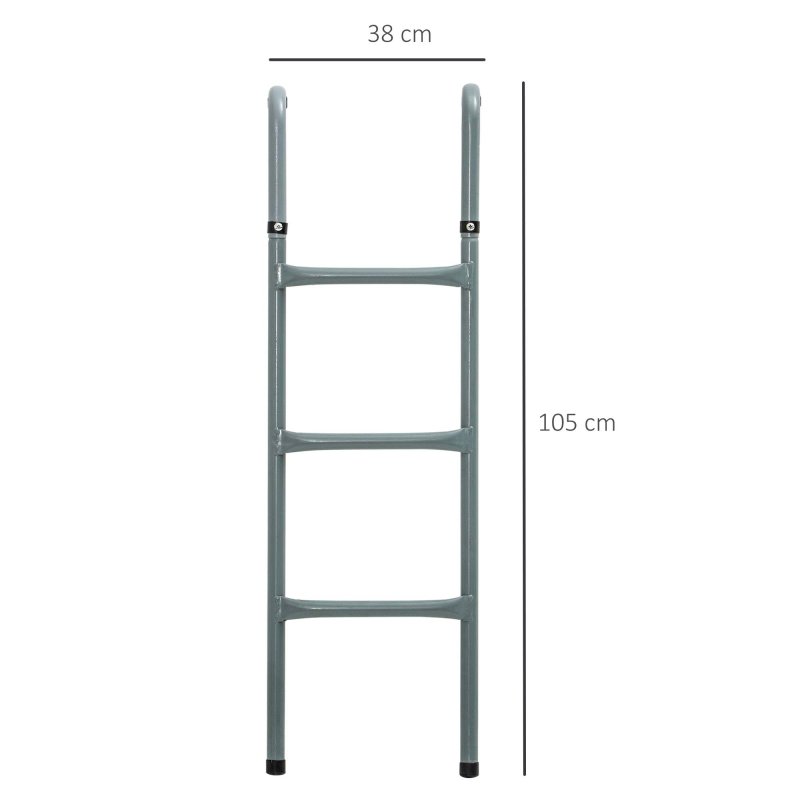 Outsunny Metal Trampoline Ladder 3 Step Outdoor Stepper for 12ft or 14ft Trampoline
