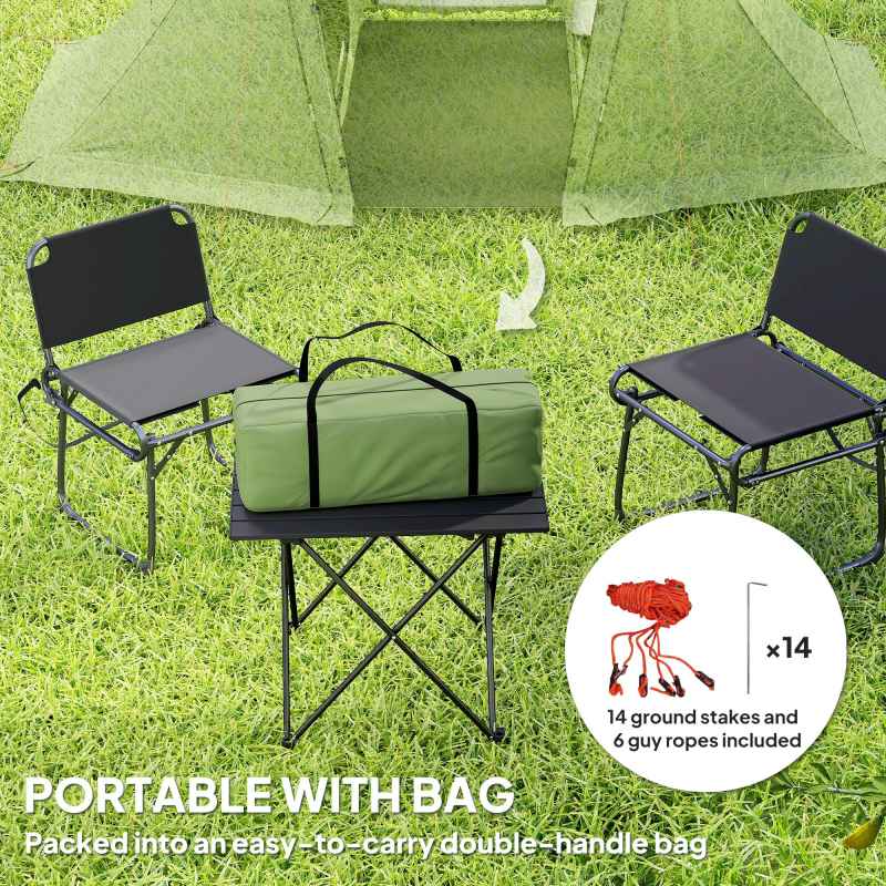 Outsunny 3 Man Camping Tent with Living Area and 2 Bedrooms, 3000mm Waterproof Family Tent with Sewn-in Groundsheet, Portable Dome Tent with Bag for Hiking, Festival, Backpacking, Green