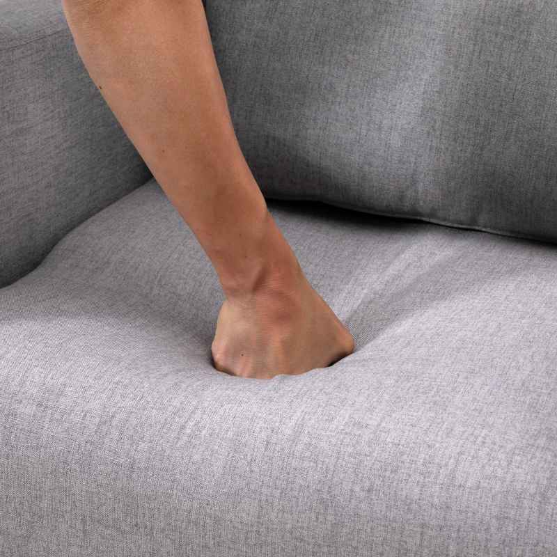 HOMCOM Accent Chair, Linen-Touch Armchair with Pillow, Upholstered Leisure Lounge Sofa for Living Room, Club Chair with Rubber Wooden Frame