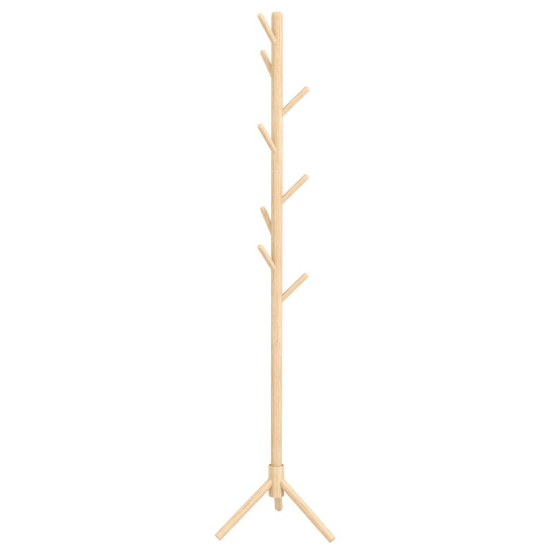 HOMCOM Coat Rack, Freestanding Coat Stand with 8 Hooks and Wooden Frame for Clothes, Bags, Hat Stand for Entryway, Hallway, Bedroom, Living Room
