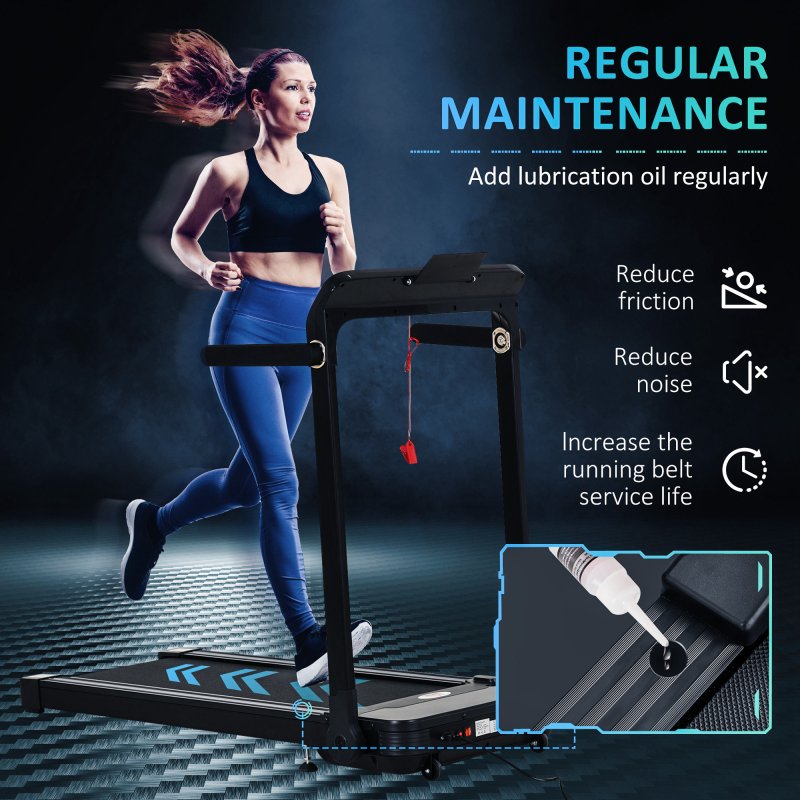 HOMCOM Folding Treadmill, 1.85HP Installation-Free Walking Jogging Running Machine, 12KM/H with 12 Pre-Programs and LED Display for Home Gym Office