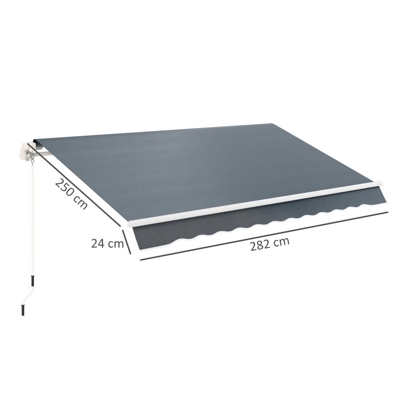 Outsunny Awning Replacement Canopy, Water Resistant UPF 50+ Sun Shade Cover for 3 x 2.5 m Garden Awning (Fabric Only), Grey