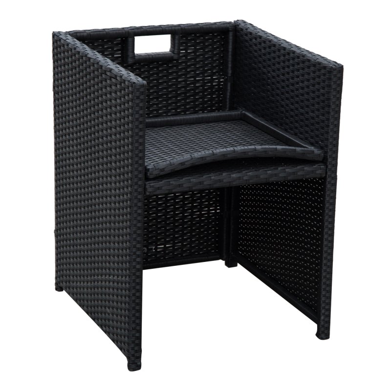 Outsunny 2 Seater Rattan Cube Garden Furniture Set, Rattan Dining Set with Cushions, Outdoor Dining Table and Chairs with 2 Armchairs, 2 Stools, Rectangular Glass Top Table for Patio, Balcony
