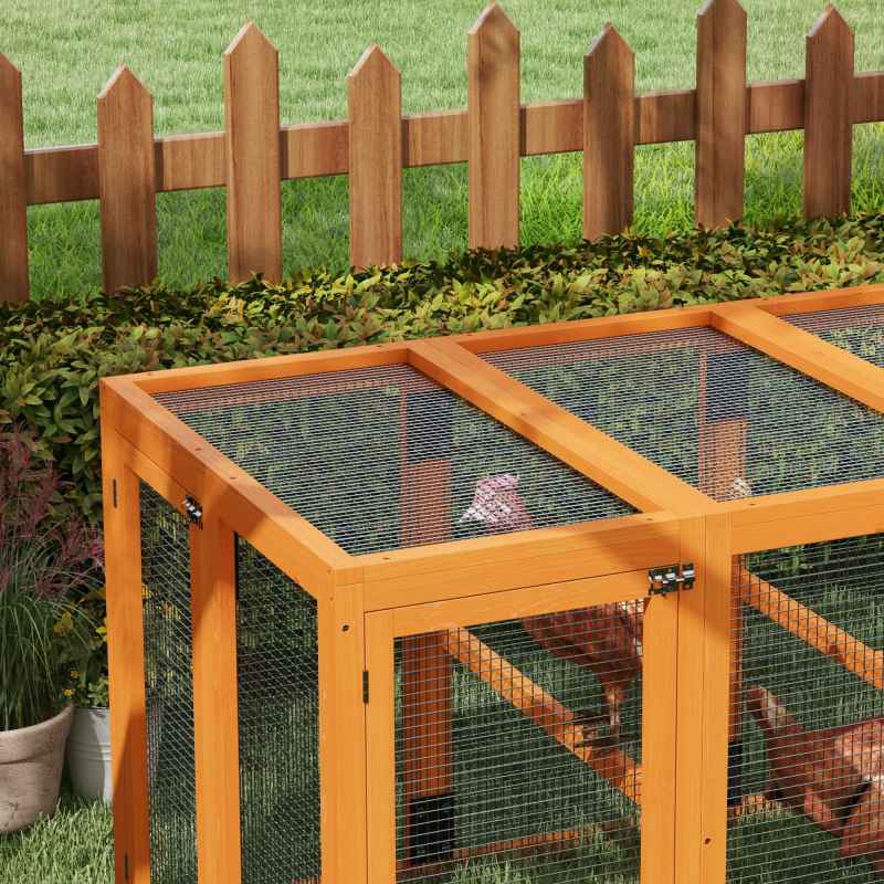 PawHut Wooden Chicken Run Hen Coop House Combinable Design Outdoor Use with Perches, for 1-3 Chickens, Ducks, 140 x 84 x 80cm