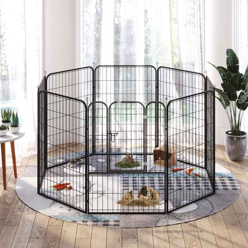 PawHut Dog Pen 8 Panels Puppy Pen Heavy Duty Pet Playpen for Indoor Outdoor for Dogs, Rabbits, Ducks 100cm High