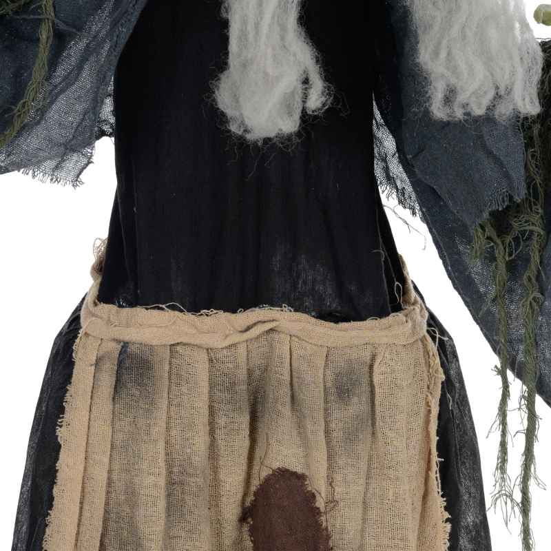 HOMCOM 160cm Witch Outdoor Halloween Decoration, Halloween Animatronic with Sound Activated, Light Up Eyes, Sound Effects, Animated Prop for Haunted House