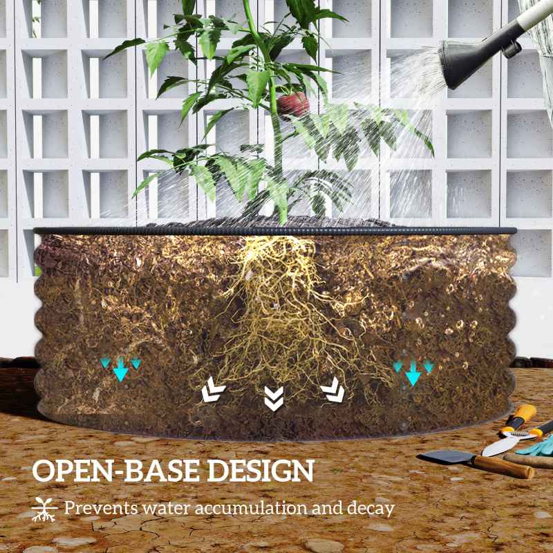 Outsunny Galvanised Raised Garden Bed with Safety Edging, Outdoor Raised Planter Box with Gloves and Open Bottom, Metal Raised Bed for Flowers, Vegetables and Herbs, 120 x 120 x 43cm, Light Green